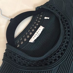 Sandro Women’s Green Riley Ribbed Skater Dress